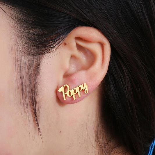 Cursive Stud Earrings