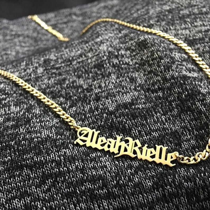 Old English Name Necklace