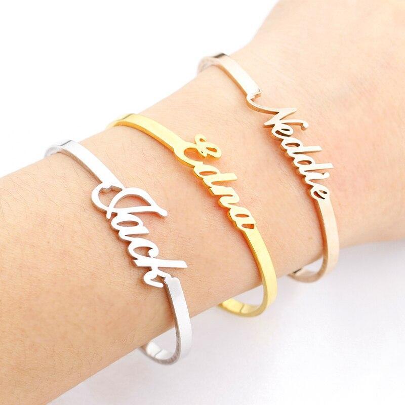 Mini Heart Name Bangle Bracelet